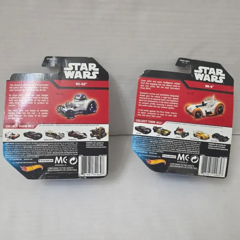 Lot Of 2 New Star Wars Hot Wheels R2-D2 + BB-8 The Force Awakens Droids